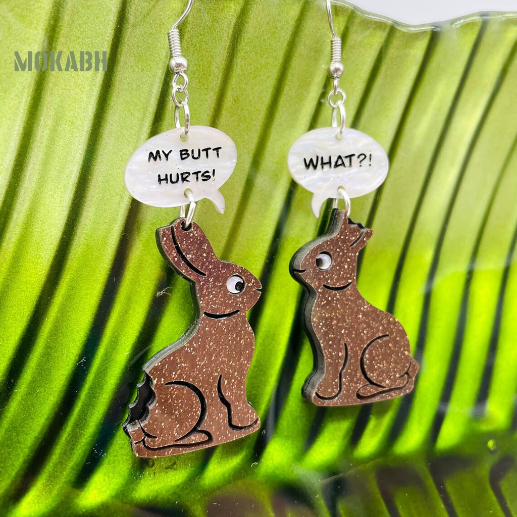 1 Đôi Bông Tai Hình Thỏ Hoạt Hình Bằng Acrylic Quyến Rũ