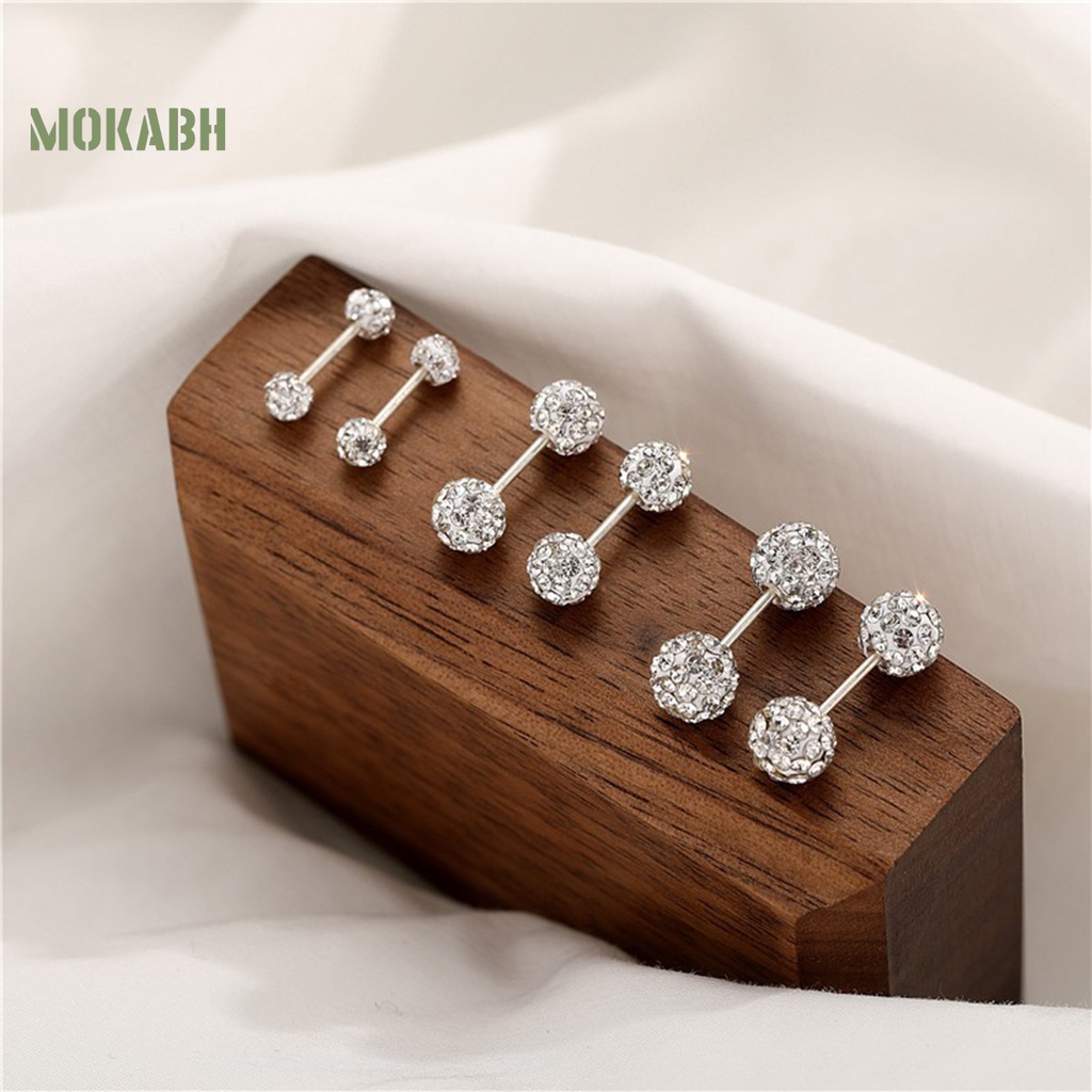 1 Đôi Bông Tai Nữ Đính Đá Thời Trang 4 / 5 / 6mm