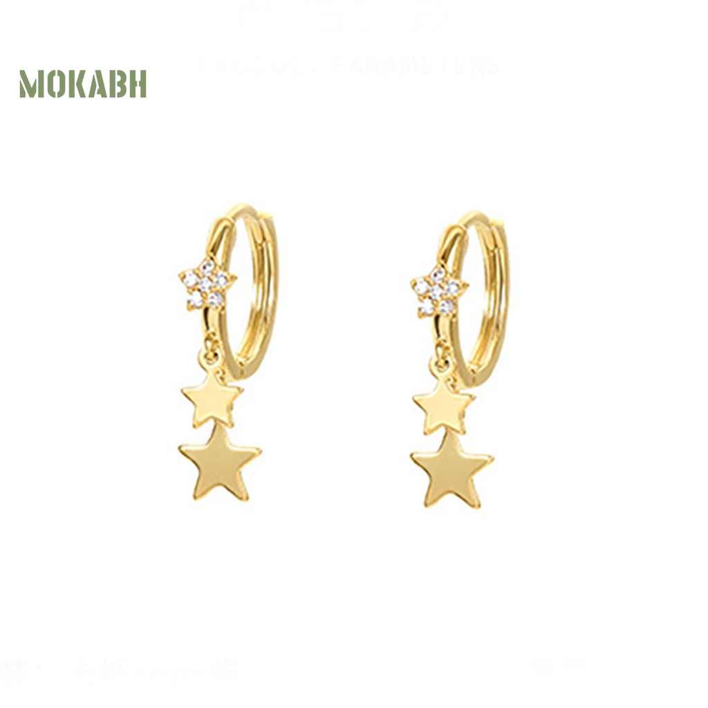 1 Đôi Bông Tai Hình Ngôi Sao Đính Đá Mạ Điện Không Phai Màu Trọng Lượng Nhẹ Thời Trang Dành Cho Nữ