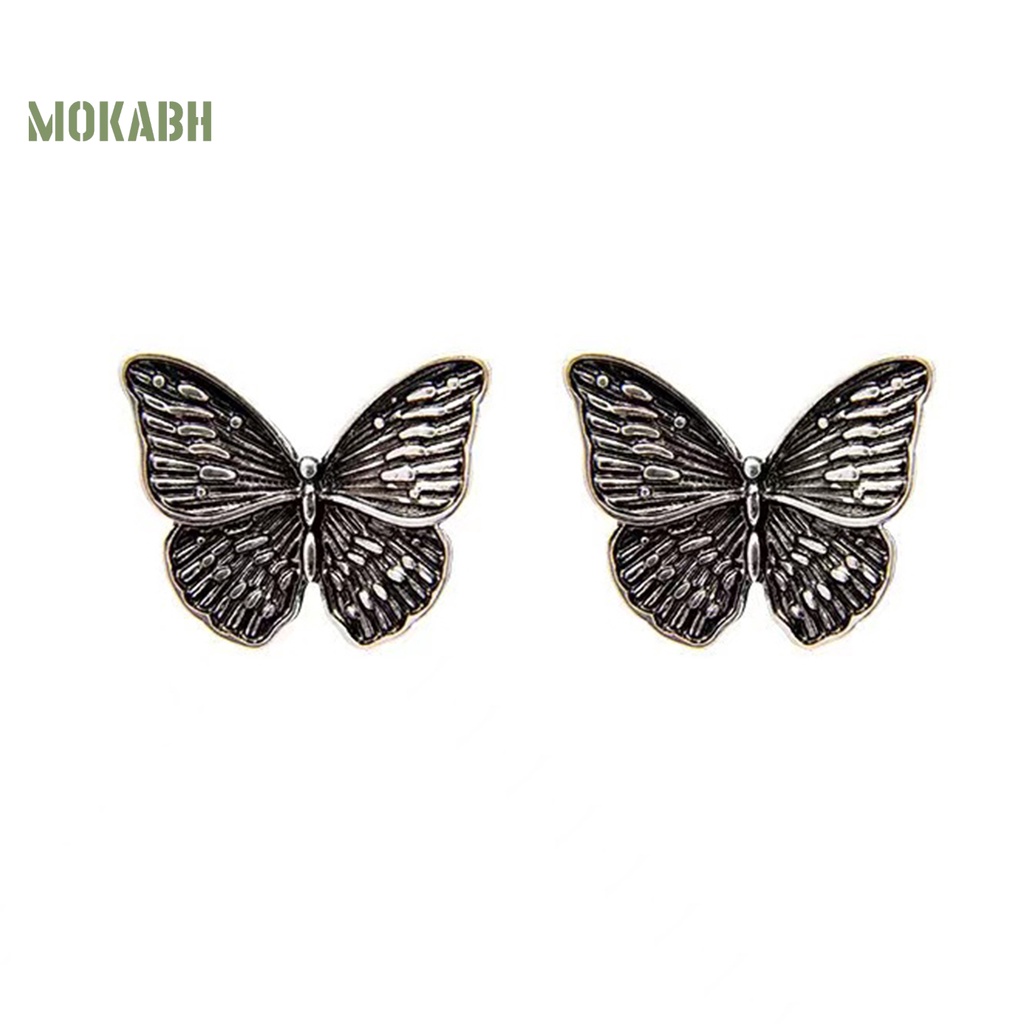 1 Đôi Bông Tai Hình Học Bướm 3D Mạ Điện Phong Cách Hip Hop Cổ Điển Dành Cho Nữ