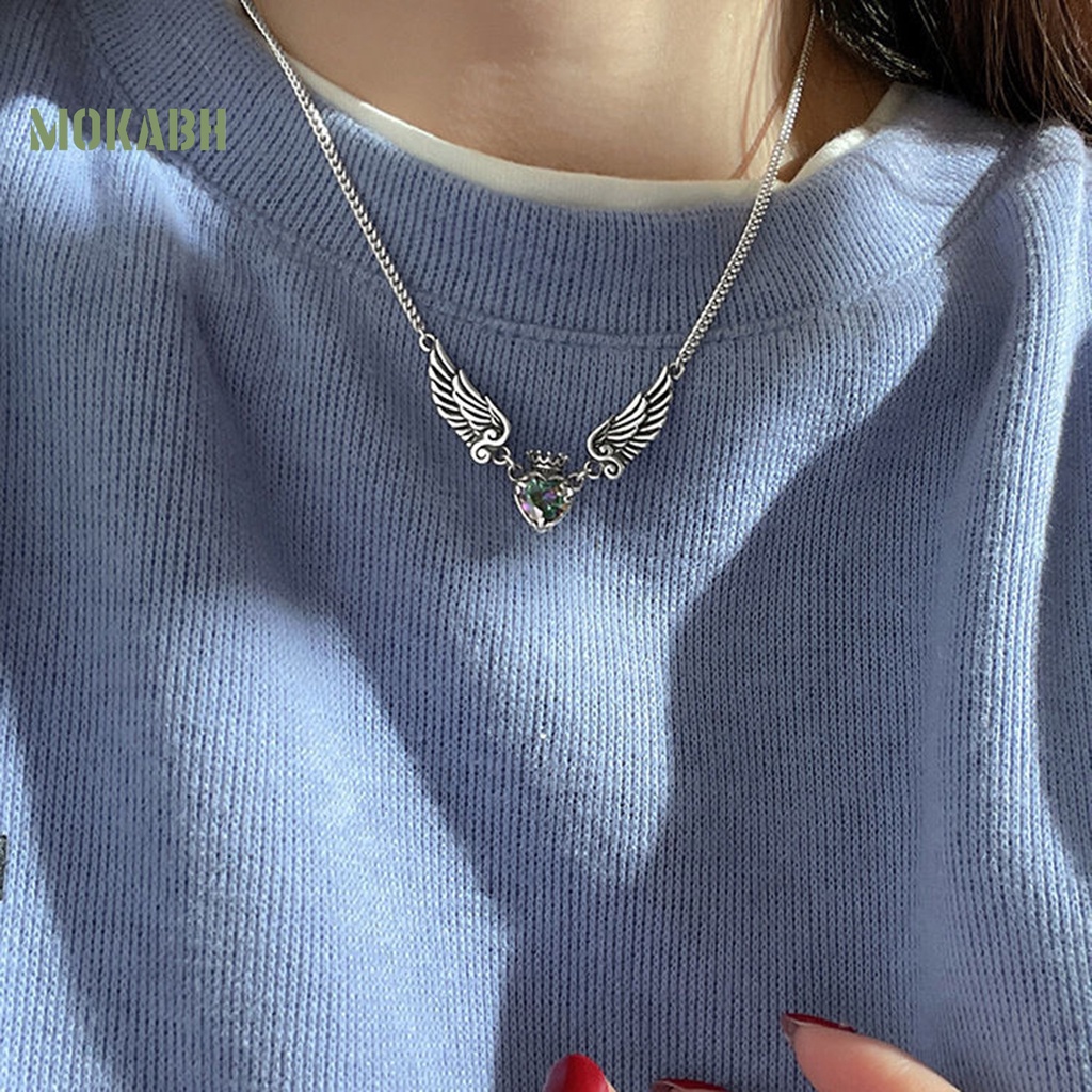 [Mới] Vòng cổ Mặt Hình Trái Tim Pha Lê Giả Mạ Điện Không Gây Dị Ứng Trang Sức Thời Trang