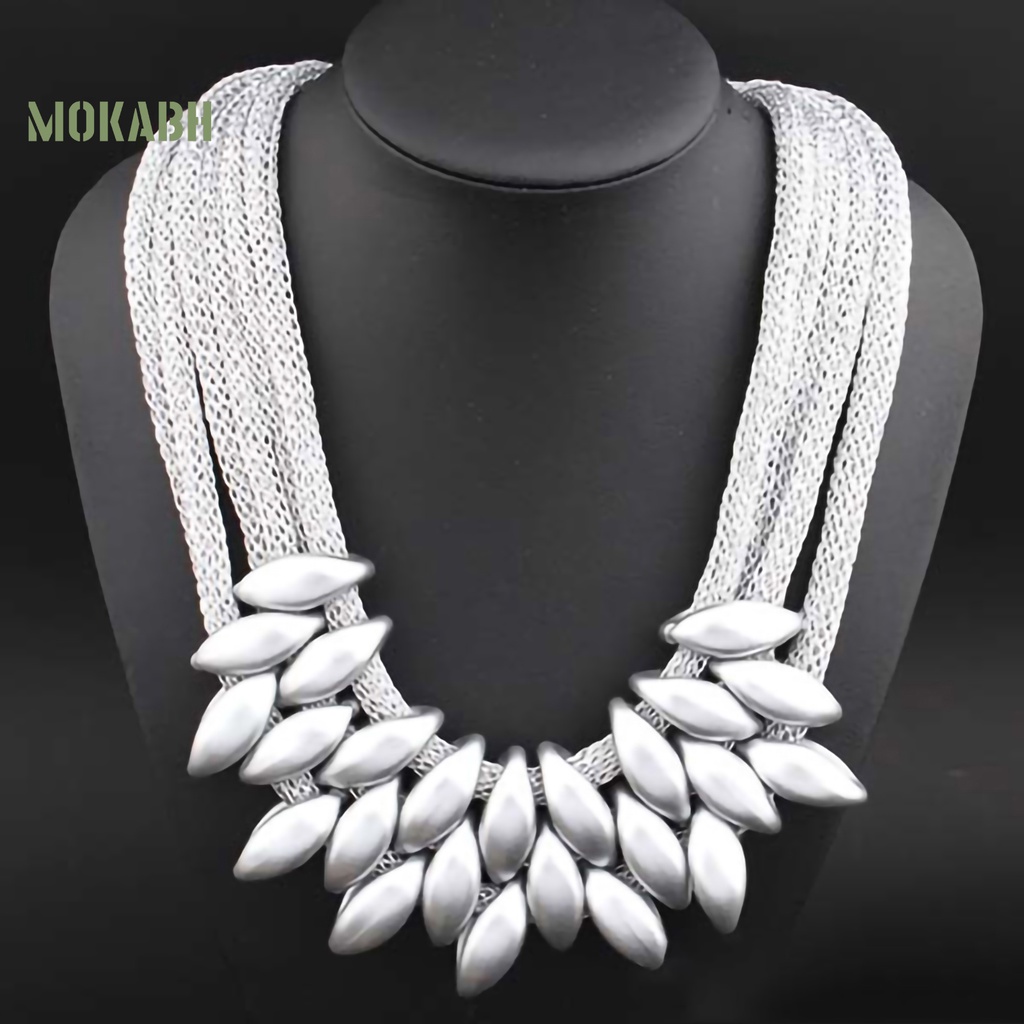 Vòng Cổ Choker Nhiều Lớp Mặt Lá Hợp Kim Cho Nữ