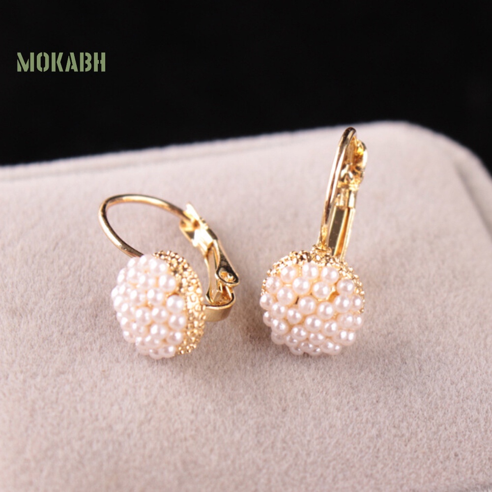 Bông Tai Tròn Đính Ngọc Trai Giả Thời Trang Dành Cho Nữ