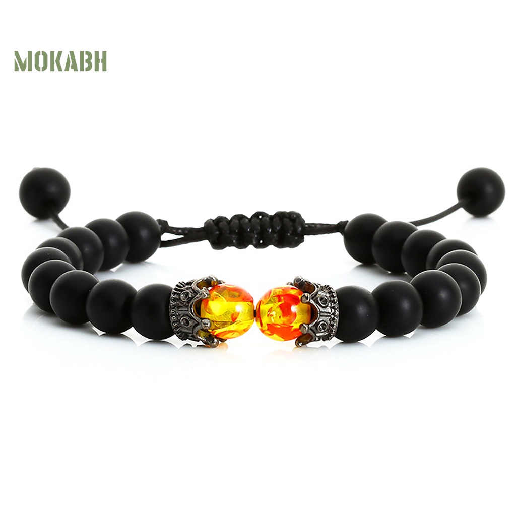 Vòng Tay Bện Dây Mặt Đá Hình Vương Miện Thời Trang Cho Nam