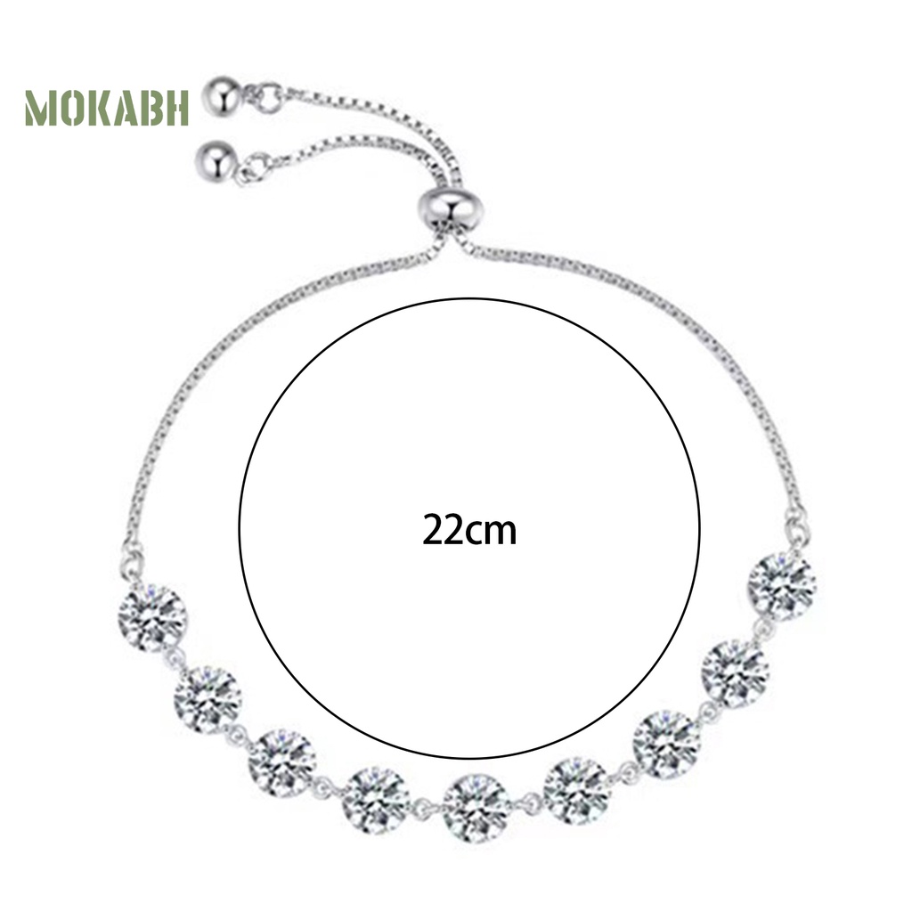 Vòng Đeo Tay Chuỗi Hạt Tròn Màu Bạc Lấp Lánh Thời Trang Cho Nữ