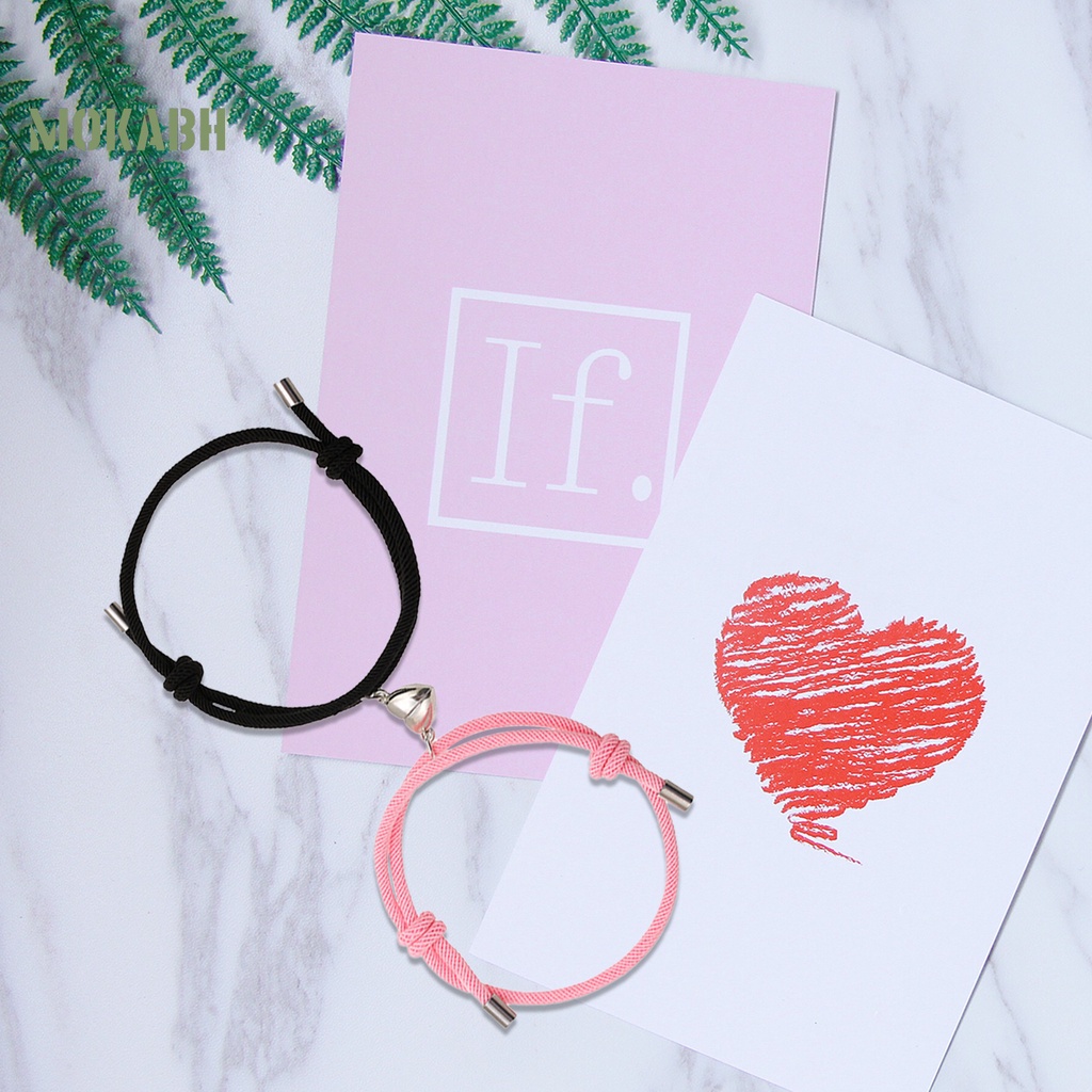 Bộ 2 Vòng Đeo Tay Bằng Hợp Kim Hấp Thụ ic Có Thể Điều Chỉnh Độ Dài Thời Trang