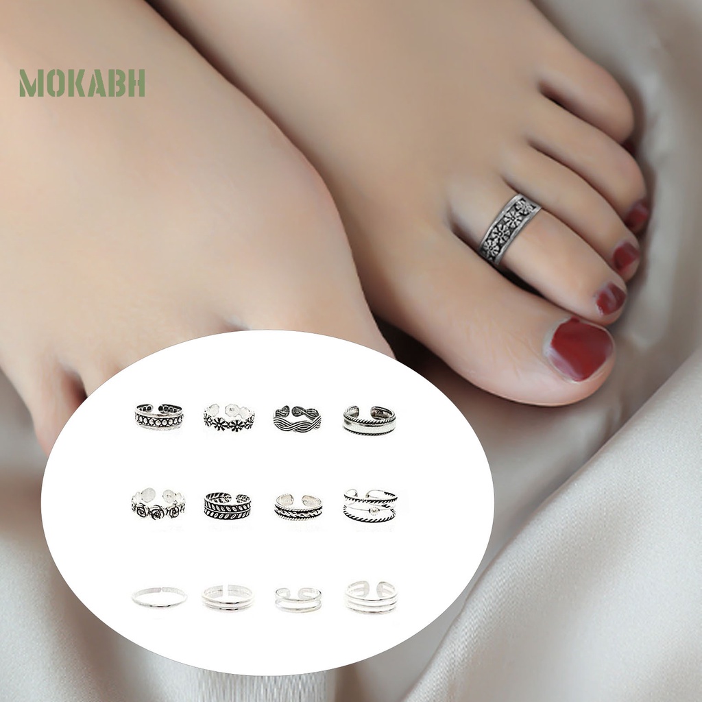 Bộ 12 Nhẫn Đeo Ngón Chân Có Thể Điều Chỉnh Kích Cỡ Thời Trang Dự Tiệc Unisex