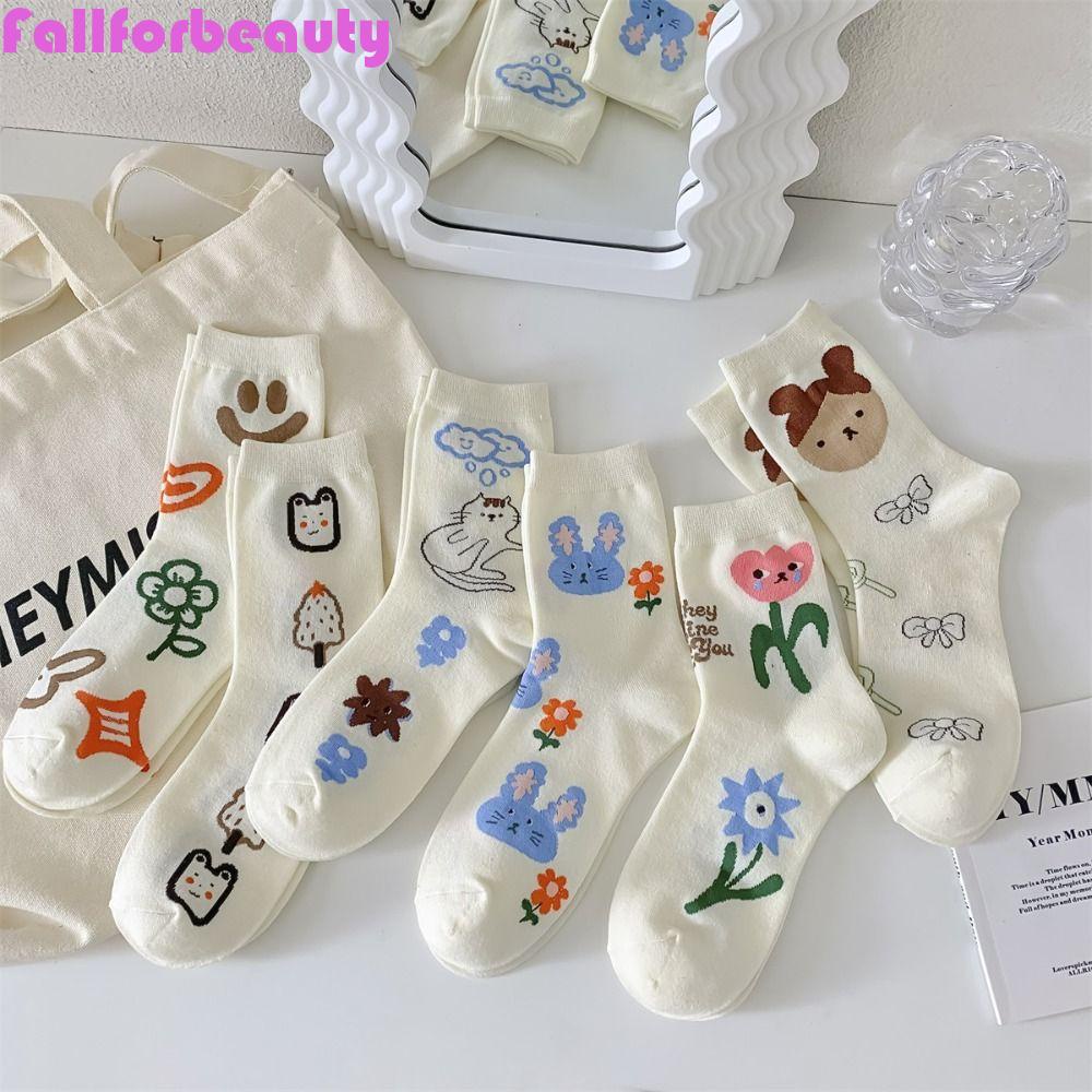 Vớ Co Giãn Thoáng Khí In Họa Tiết Hoa Tulip Đơn Giản Thời Trang Hàn Quốc Cho Nữ