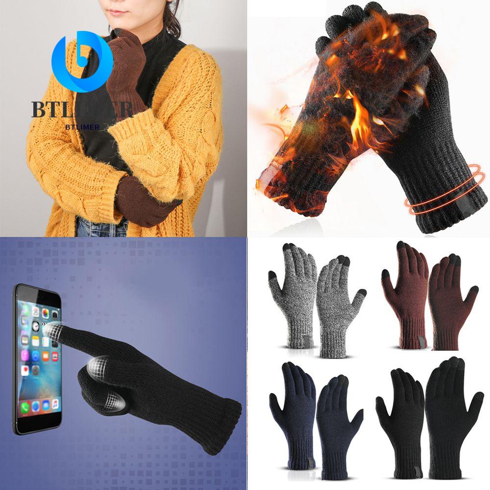 Btlimer Găng Tay Len Dệt Kim Thời Trang Mới Ngoài Trời Có Thể Chạm Màn Hình Cảm Ứng