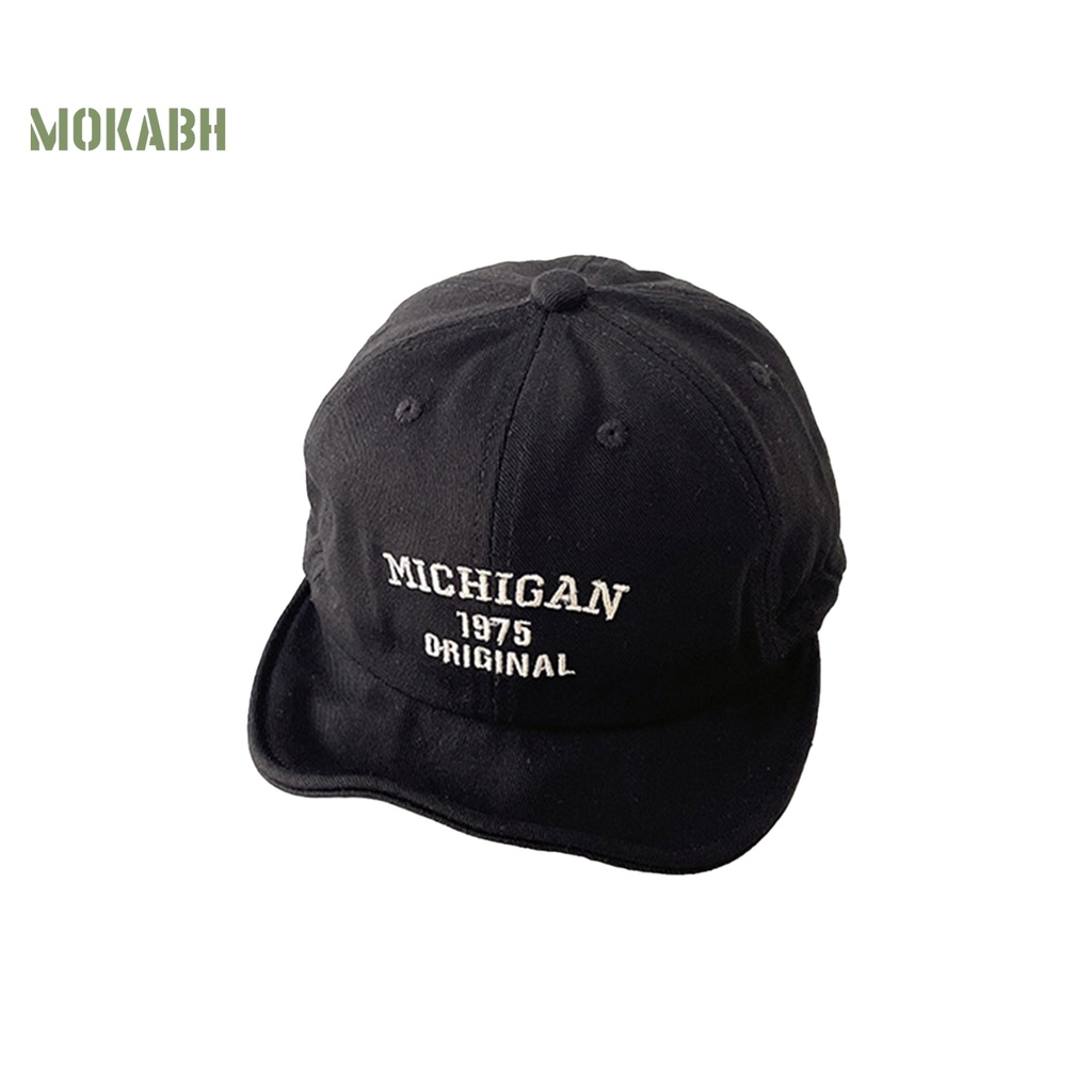 [Mok Abh] Mũ Lưỡi Trai Vành Ngắn Thoáng Khí Thêu Chữ Che Nắng Có Dây Rút Có Thể Điều Chỉnh Cho Bé Đi Bộ Ngoài