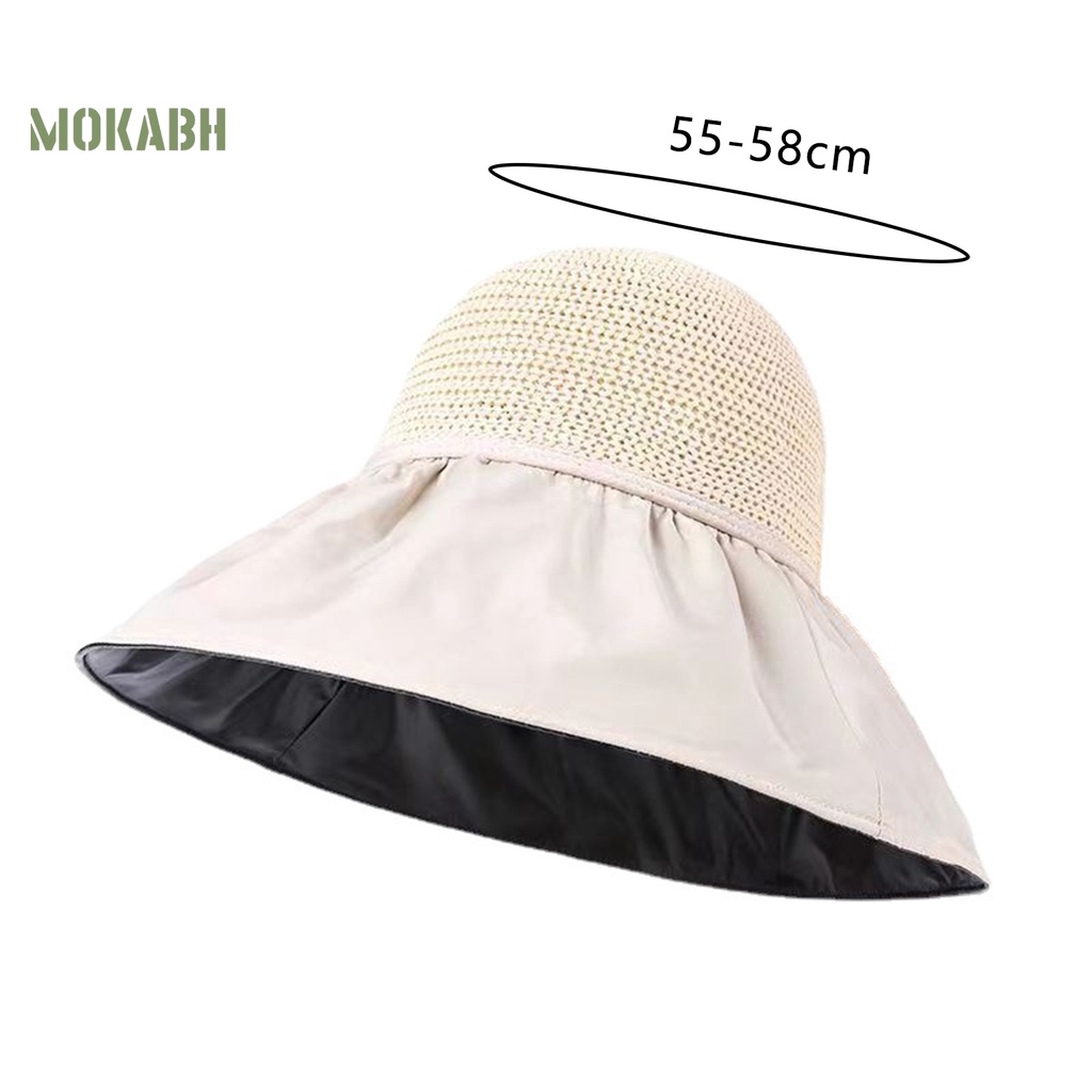 [Mok Abh] Mũ Tai Bèo Dệt Kim Vành Rộng Màu Trơn Thời Trang Cho Nữ