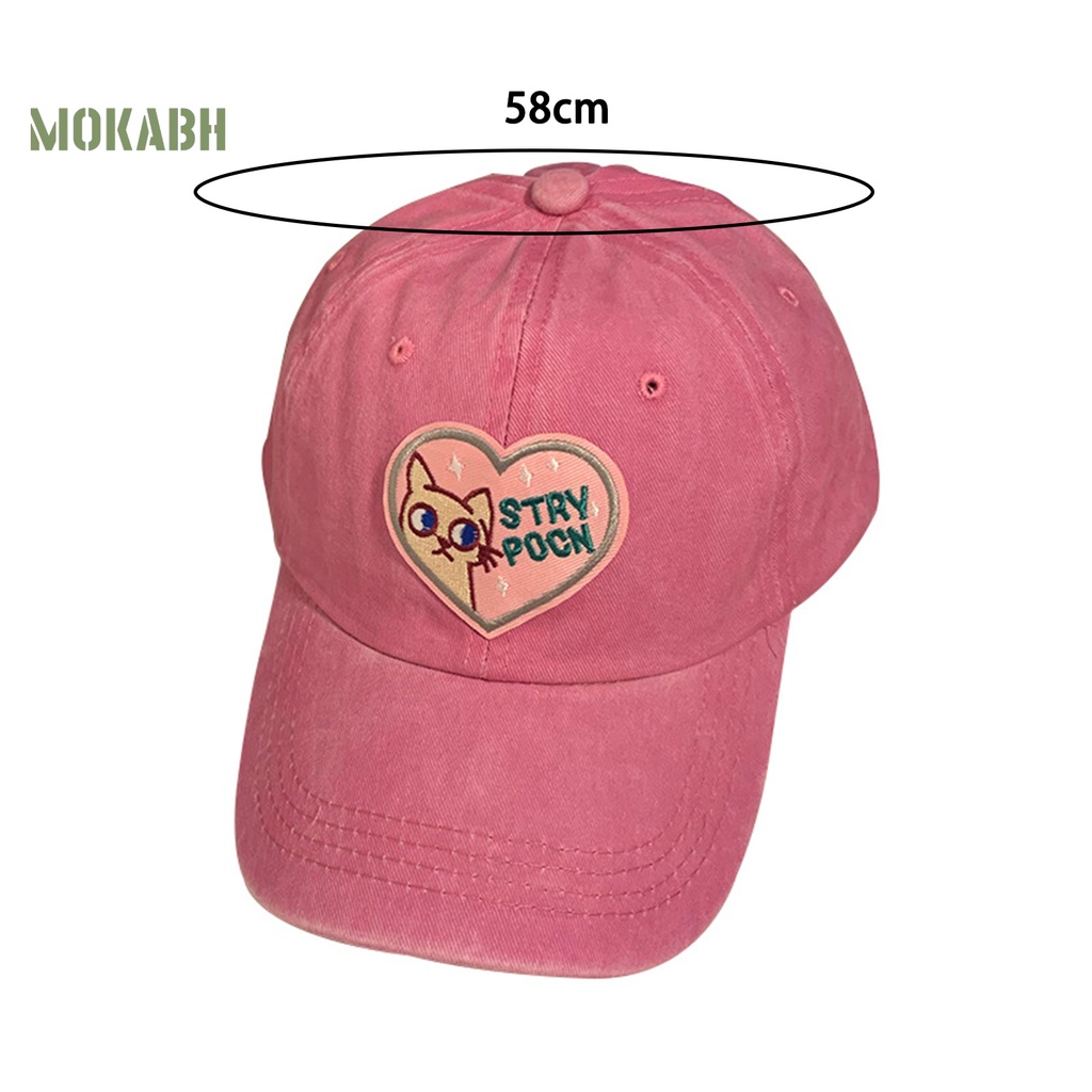 Mũ Lưỡi Trai Thêu Hình Trái Tim Vành Nối Dài Có Thể Điều Chỉnh Thời Trang Cho Nữ