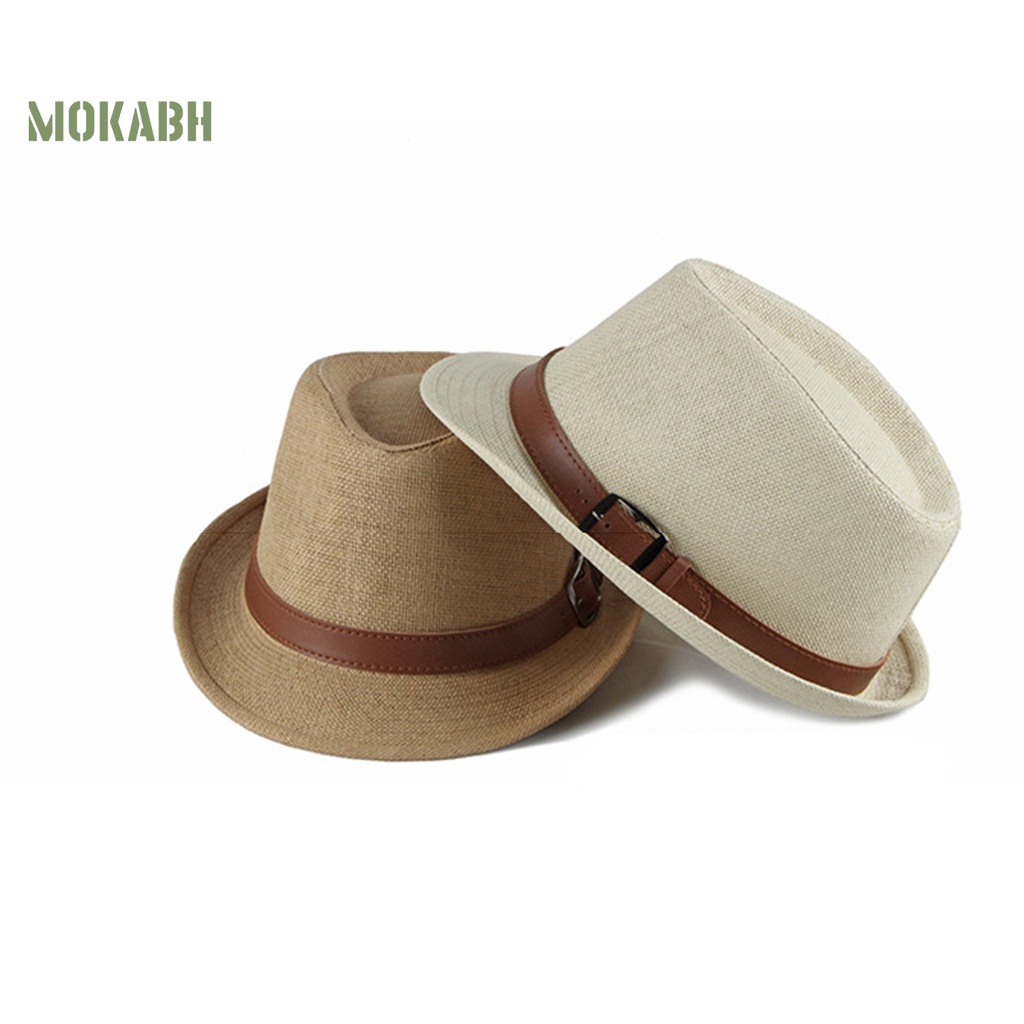 Mũ Cói Chống Nắng Thoáng Khí Màu Trơn Phong Cách Vintage Cho Nam
