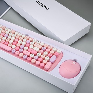 Bộ bàn phím chuột không dây candy mofii - thiết kế phím tròn giả cơ - tặng kèm sticker và chổi vệ sinh