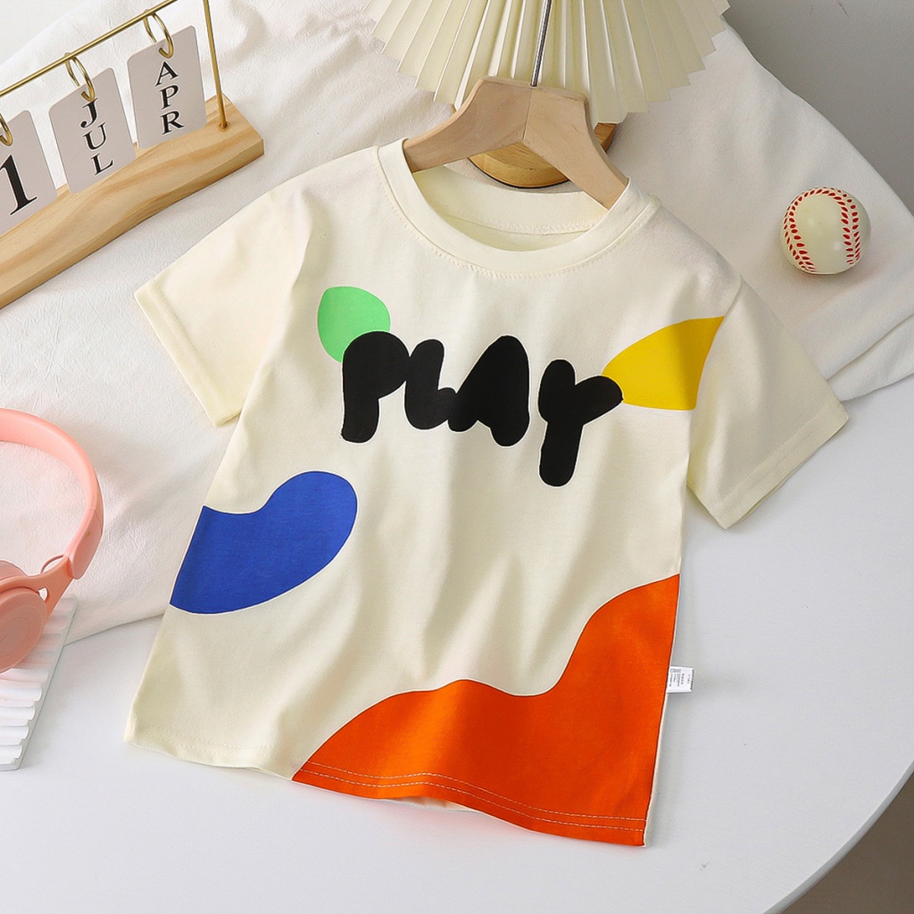 Áo Thun Cotton Ngắn Tay Cổ Tròn Thời Trang Mùa Hè Cho Bé