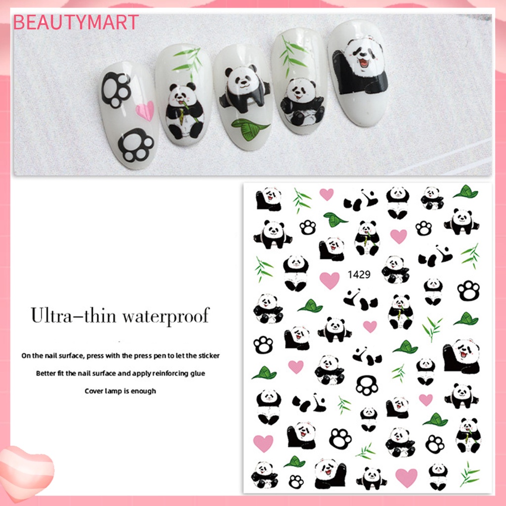 Miếng Dán Trang Trí Móng Tay Hình Gấu Trúc Dễ Thương DIY
