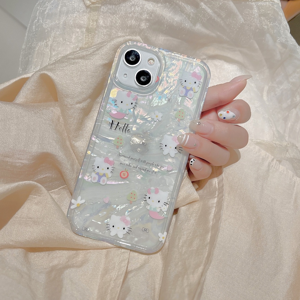 Ốp Điện Thoại TPU Chống Sốc Hai Lớp In Hình Hello Kitty Cho iPhone 14 Pro Max 13 13pro 13prm 11 11pro 14plus 12Pro Max