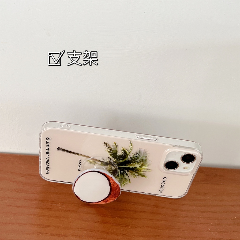 Ốp Điện Thoại TPU Mềm Chống Sốc Hai Mặt Họa Tiết Cây Dừa Mùa Hè Cho iPhone 11 13 12 14 Pro Max