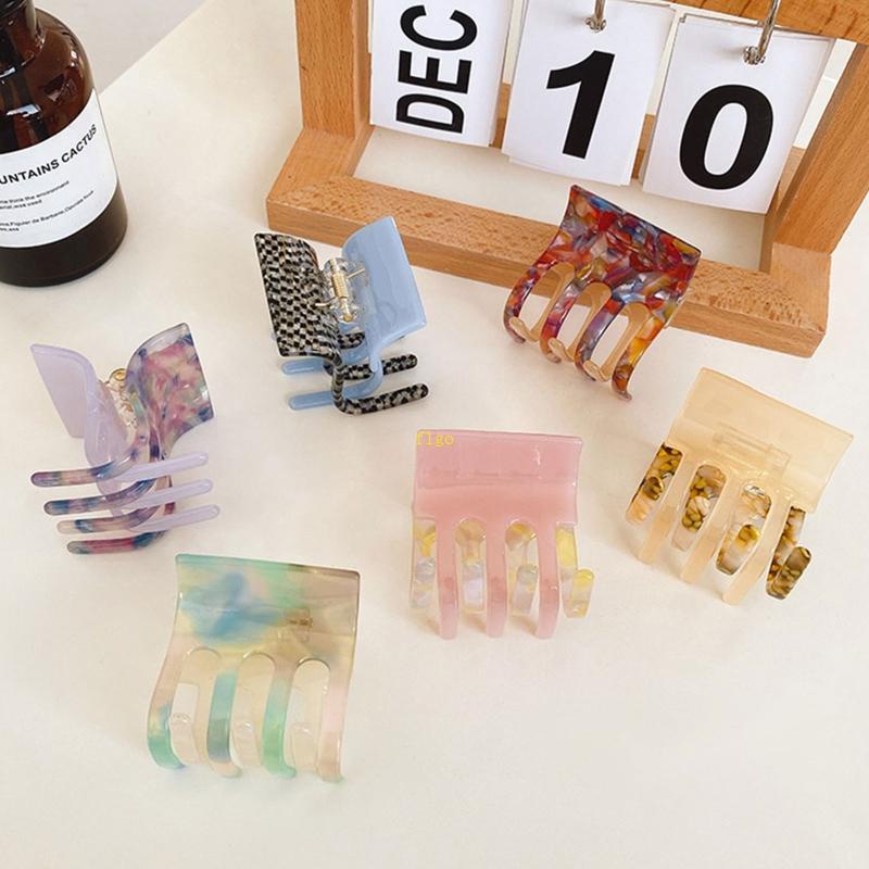 Flgo Kẹp Tóc Càng Cua Hình Vuông Màu Sắc Phù Hợp Với Nữ Không Trượt