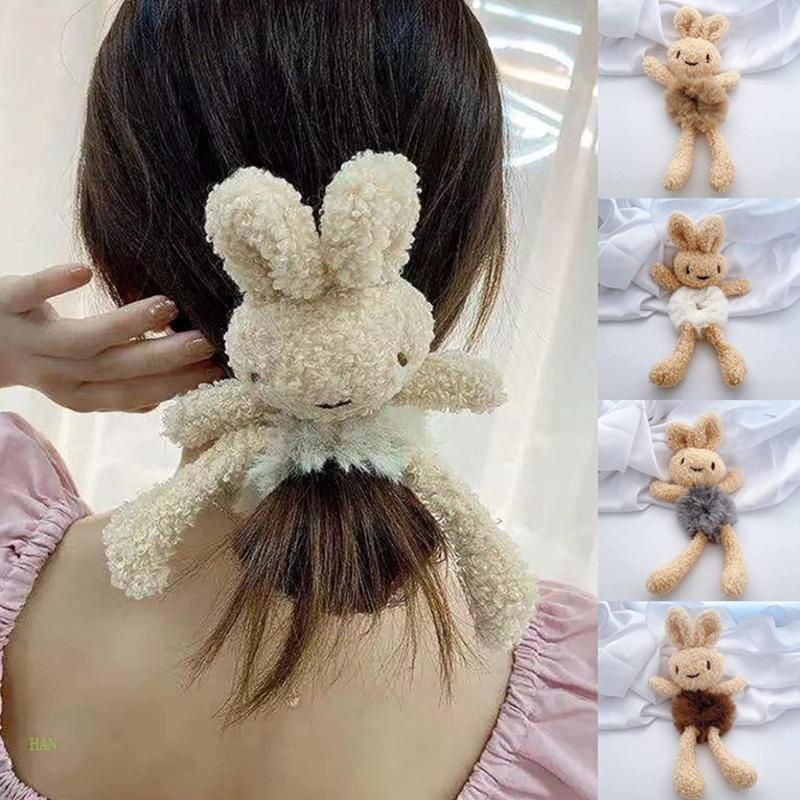 Dây Cột Tóc Đuôi Ngựa Co Giãn Hình Gấu / Thỏ Nhồi Bông Đáng Yêu