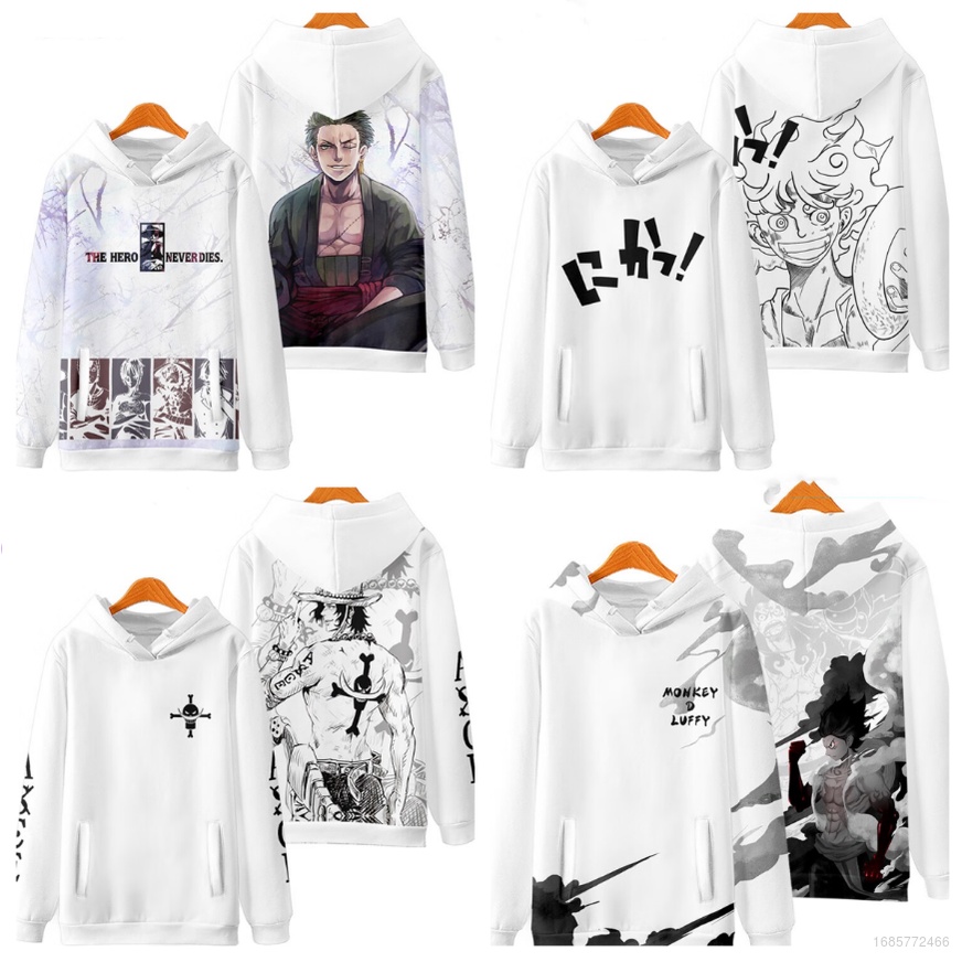 Áo Hoodie Tay Dài In Hình Monkey D Luffy Zoro Anime One Piece Thời Trang Thường Ngày