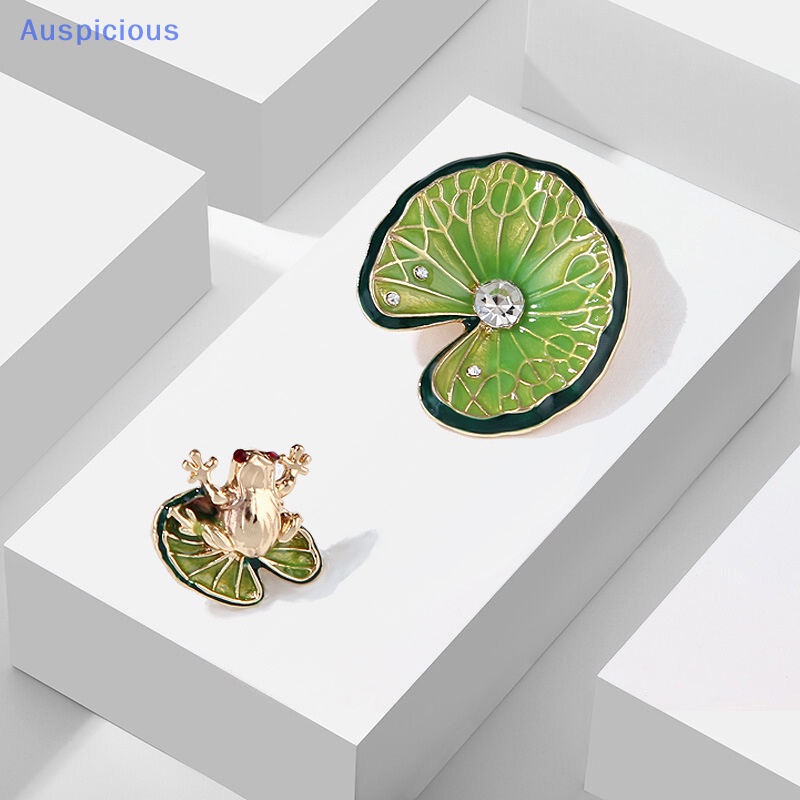 Set 2 Ghim Cài Áo Hình Ếch Và Lá Sen Đính Đá Thời Trang Cho Nữ