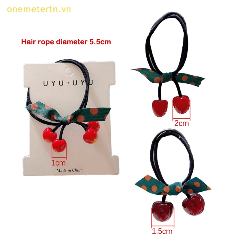 Dây Cột Tóc Cao Su Co Giãn Hình Quả Cherry Phong Cách Hàn Quốc