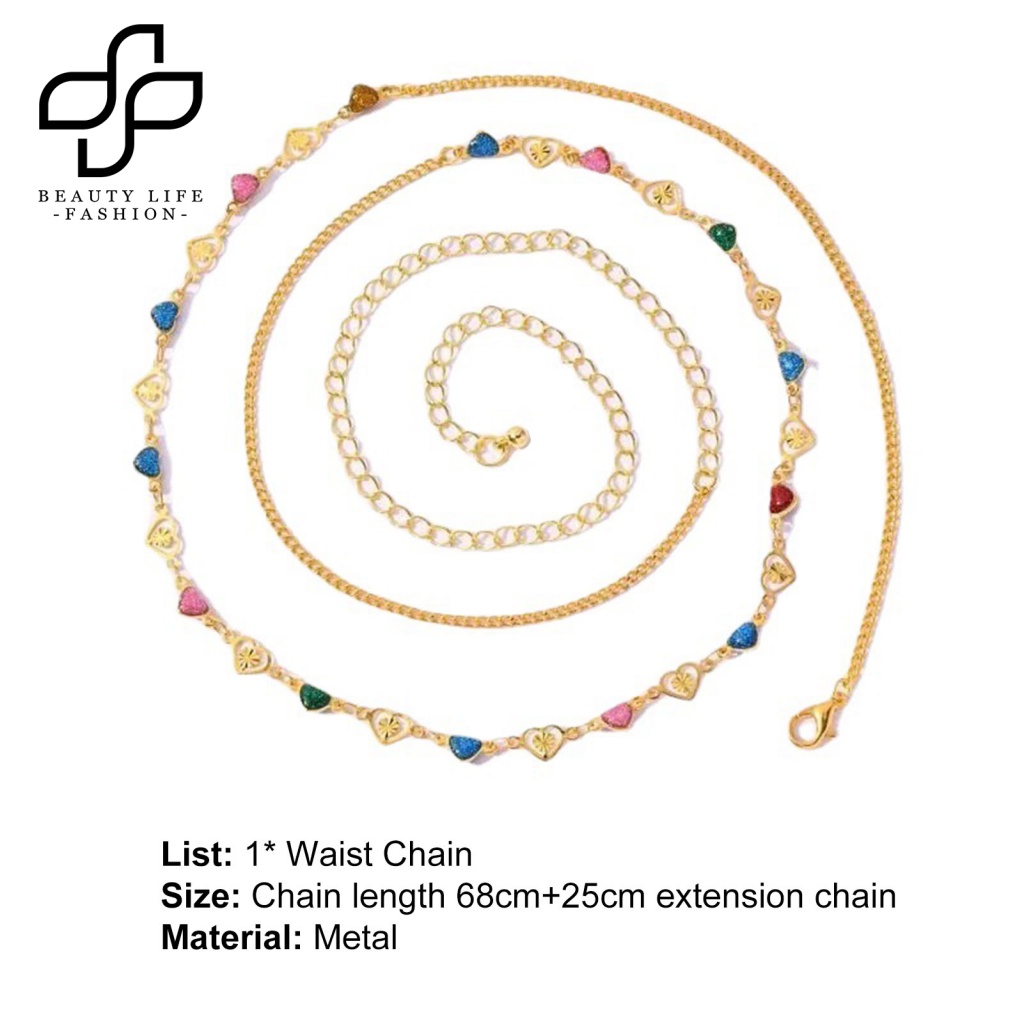 Dây Xích Đeo Hông Nhiều Màu Sắc Mặt Trái Tim Phong Cách Punk Đơn Giản Sáng Tạo Dành Cho Nữ