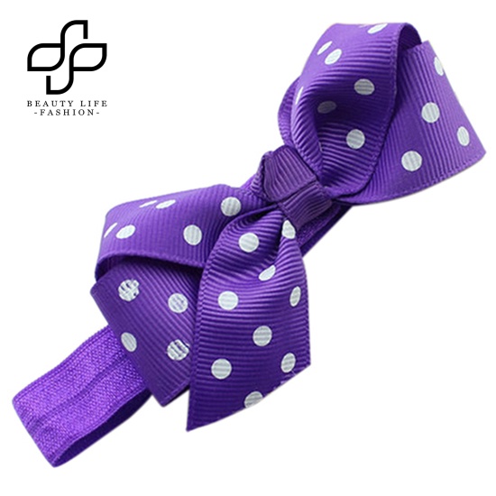 Băng Đô Nơ Co Giãn Họa Tiết Chấm Bi Dễ Thương Dành Cho Bé Gái