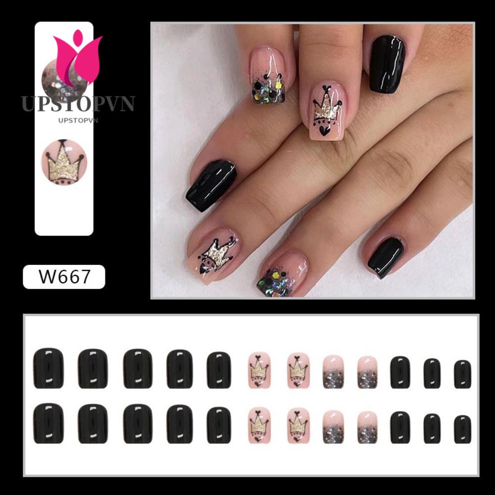Móng Tay Giả Hình Vương Miện Màu Gradient Có Thể Tháo Rời DIY
