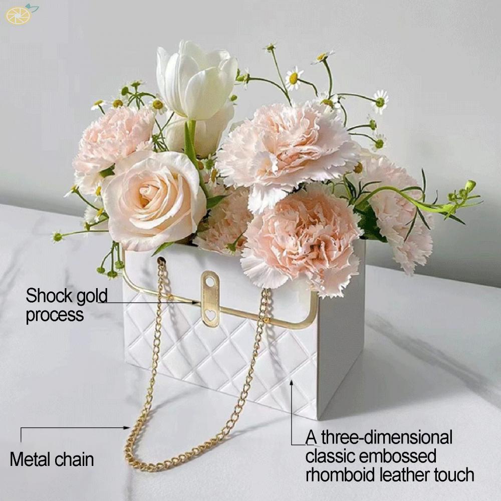 【VARSTR】Rectangular Flower Bouquet Wrapping Bags Metal Chain Design for Easy Carrying and Storage