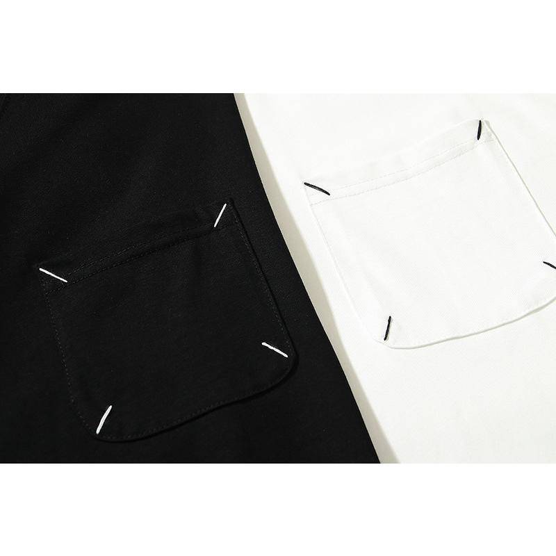 Mm6 Khâu Trên Ngực Áo Thun cotton Có Túi