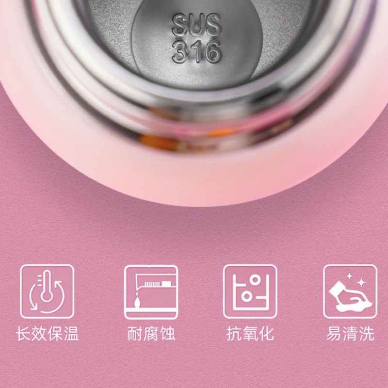 Bình Nước Giữ Nhiệt 500ml Chất Liệu Thép Không Gỉ 316 Họa Tiết Hoạt Hình Dễ Thương