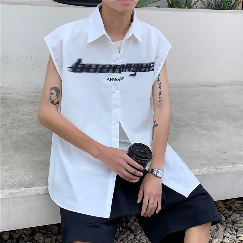 Áo Sơ Mi Không Tay Dáng Rộng Thời Trang Mùa Hè Nhật Bản Dành Cho Nam