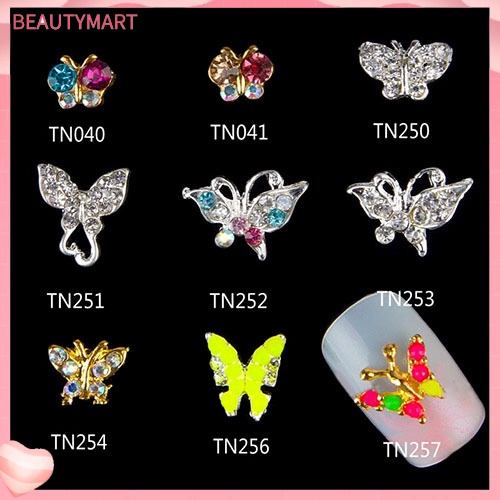 Set 10 Phụ Kiện Trang Trí Móng Tay Hình Bướm 3D Bằng Hợp Kim DIY