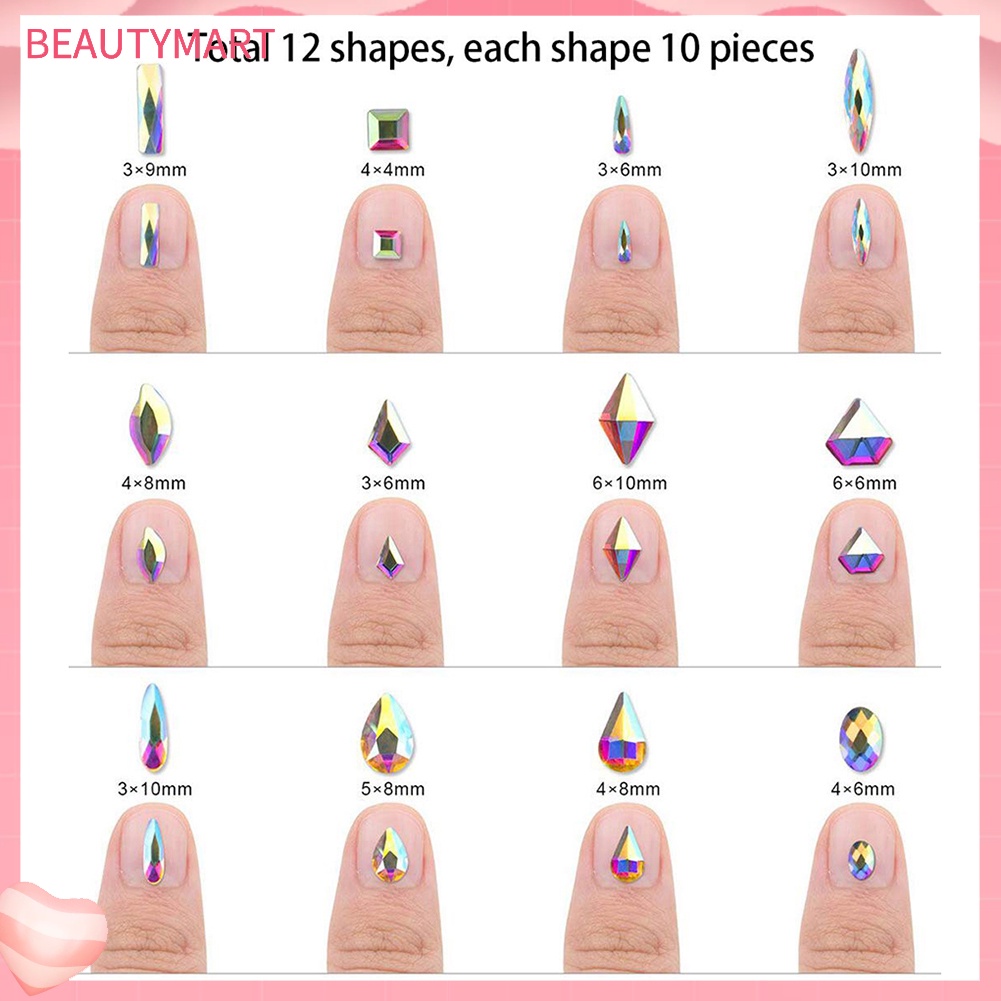 Bộ Đá Pha Lê Nhiều Hình Dạng Kèm Nhíp Gắp Trang Trí Móng Tay Nghệ Thuật