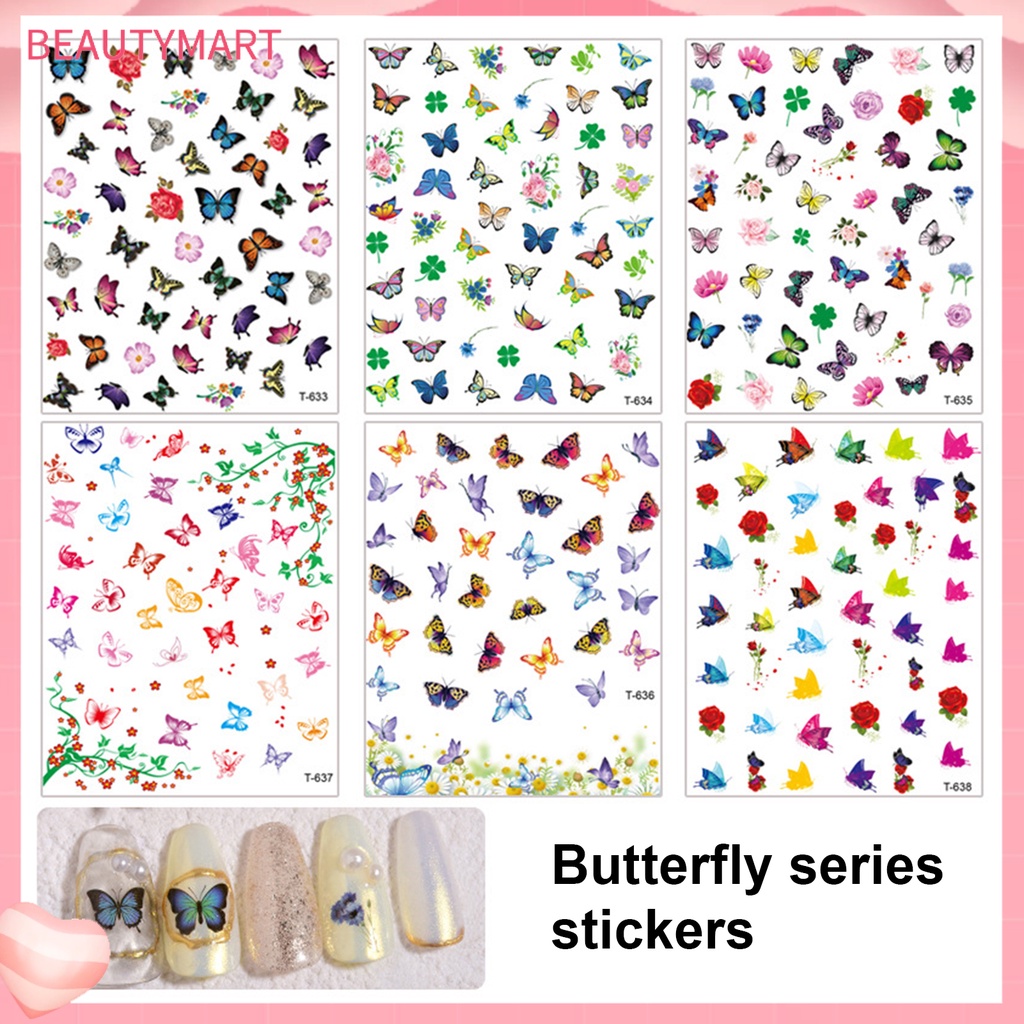 Set 6 Miếng Dán Trang Trí Móng Tay Họa Tiết Hoa Phong Cách Giáng Sinh Dành Cho Người Mới Bắt Đầu