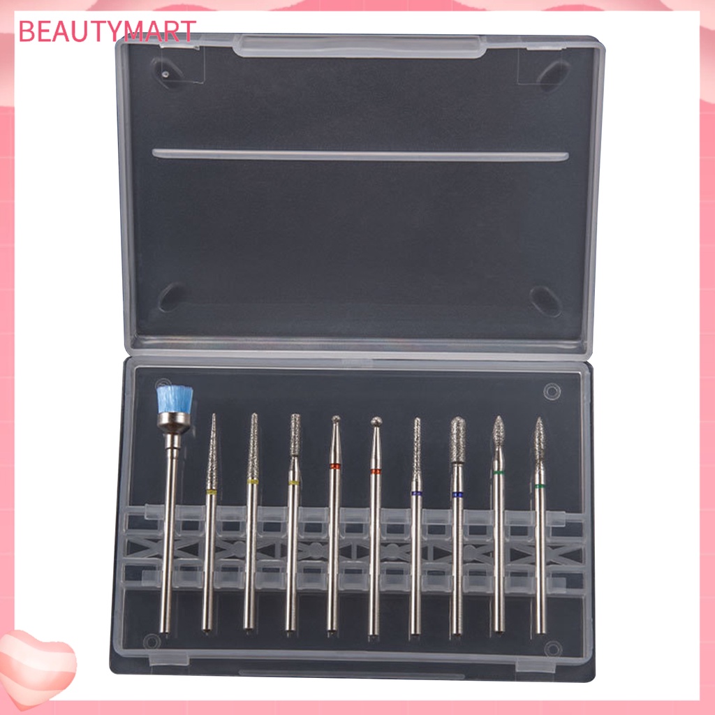 Hộp 10 Mũi Khoan Đánh Bóng Móng Tay Độ Bền Cao Thông Dụng Cho Nữ