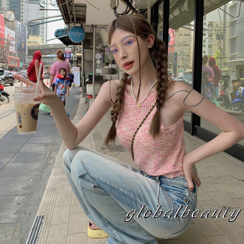 Áo Croptop Hai Dây Họa Tiết Kẻ Sọc Nhiều Màu Thời Trang Mùa Hè Cho Nữ