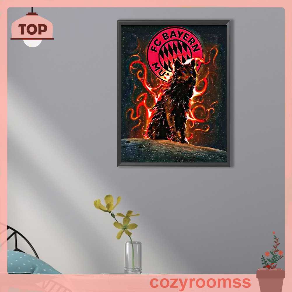 Tranh Đính Đá Kim Cương Toàn Bộ 5D DIY Hình Vẽ Sói Trang Trí Nhà Cửa