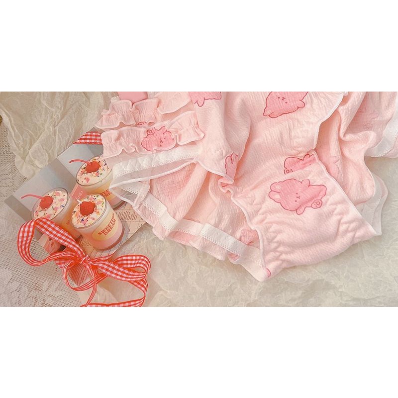 Quần Lót Đáy Cotton Mềm Mại Thoải Mái Họa Tiết Thỏ Hoạt Hình Nhật Bản Đáng Yêu Cho Bé Gái