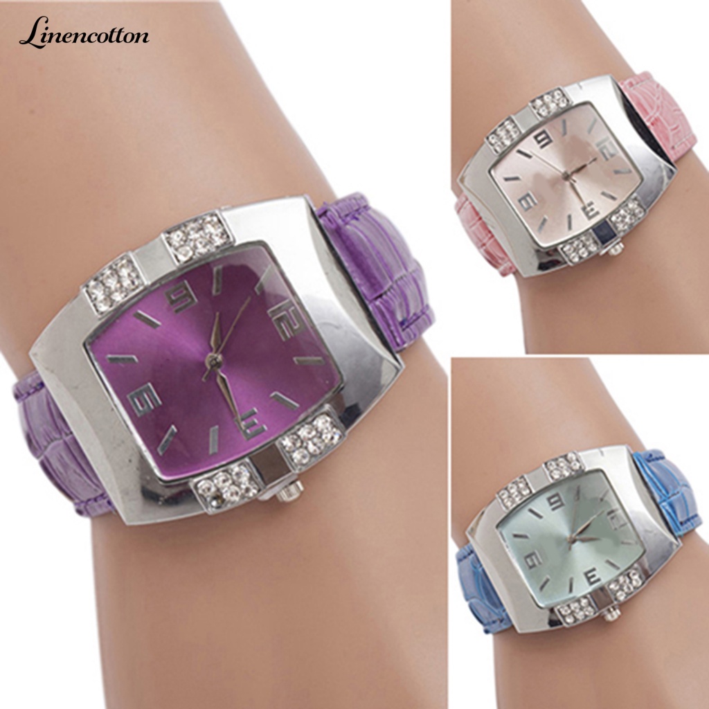 Đồng Hồ Quartz Mặt Vuông Đính Đá Chất Liệu Hợp Kim Dùng Hàng Ngày