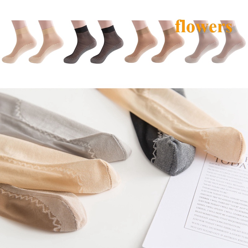 Set 10 Đôi Vớ Cotton Mềm Mại Chống Trượt Họa Tiết Hoa Thời Trang Mùa Hè Cho Nữ