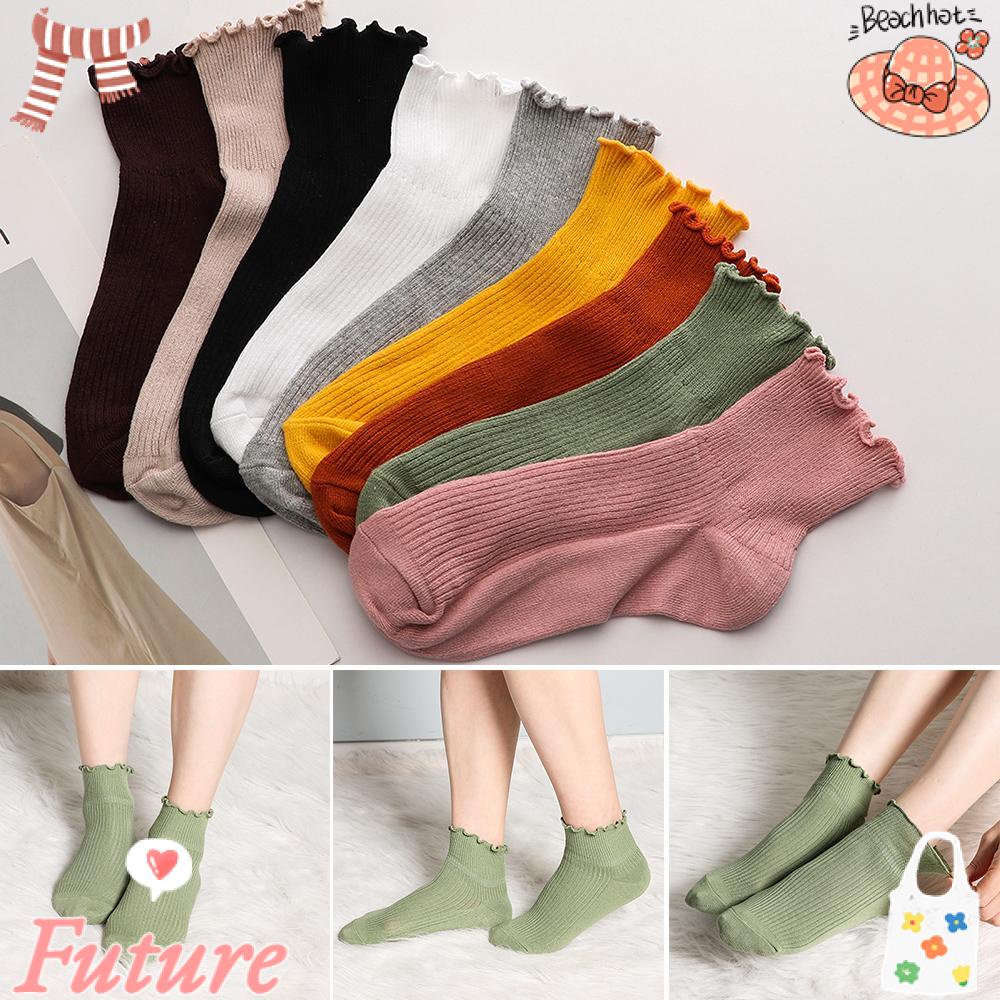 Vớ Thuyền Phối Ren Nhún Bèo Thời Trang Thu Đông Cho Nữ