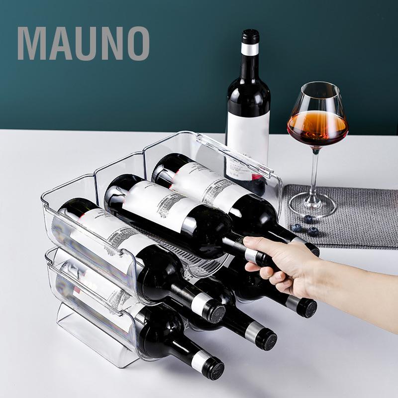 Mauno Rượu tổ chức có thể xếp chồng lên nhau bằng nhựa trong suốt Giá đỡ chai nước gấu để trưng bày tại nhà