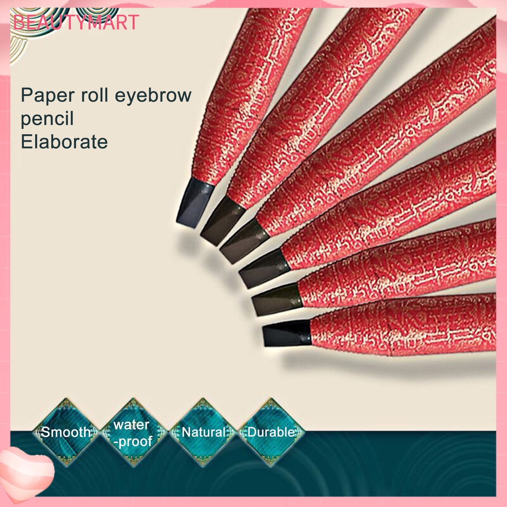 Bút Chì Kẻ Lông Mày Đầu Phẳng Kháng Nước Chống Mồ Hôi Không Phai Tự Nhiên 6 Màu Tùy Chọn Cho Người Mới Bắt Đầu