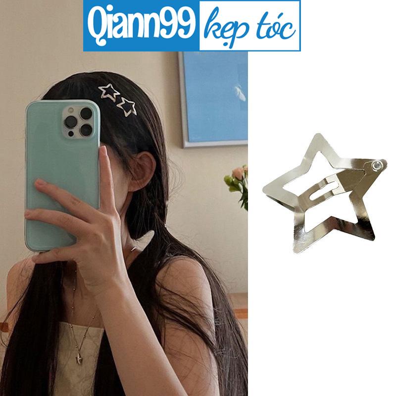 💓Kẹp Tóc Hình Ngôi Sao Năm Cánh Bằng Kim Loại Bạc Dễ Thương Cho Nữ Y2k