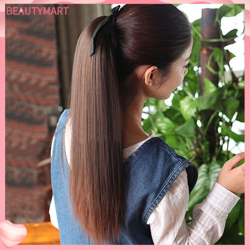 Tóc Giả Đuôi Ngựa Thẳng Dài Bằng Sợi Tổng Hợp Thời Trang Dành Cho Nữ