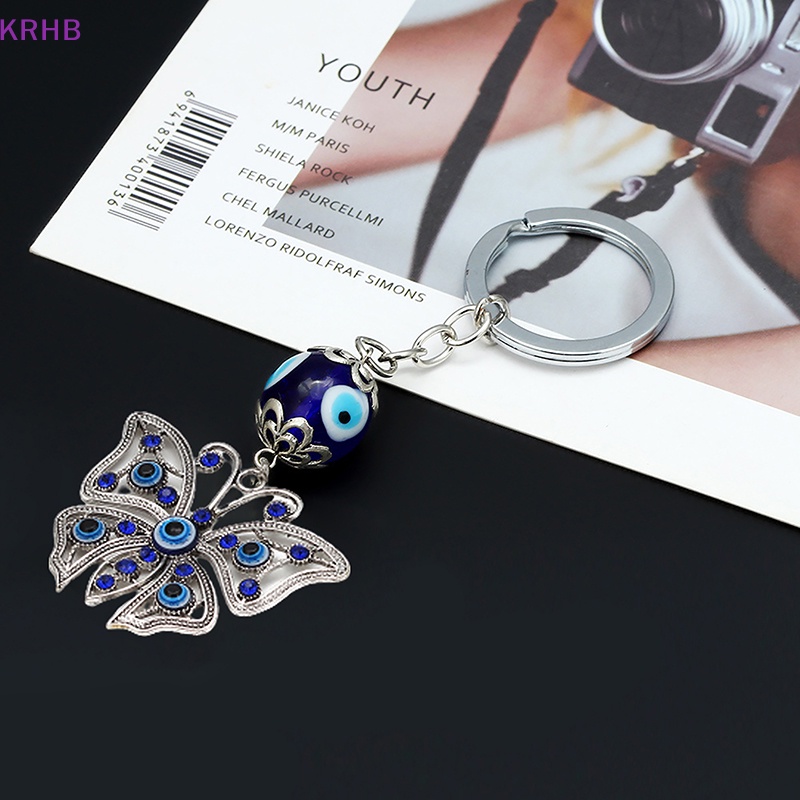 Móc Khóa Hình Bướm Đính Đá Mắt Xanh Bằng Hợp Kim Thời Trang Cho Nam Và Nữ Mới