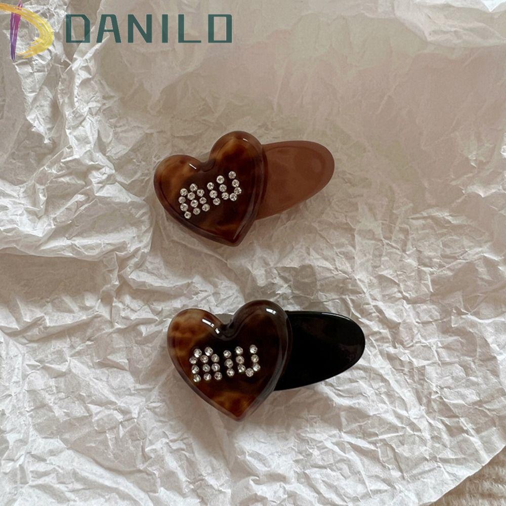 Kẹp Tóc Mỏ Vịt Hình Vuông Họa Tiết Cẩm Thạch Chữ DANILO Thiết Kế Sáng Tạo Sang Trọng Cho Nữ